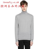 英国代购2016秋冬新款LANVIN男高领条纹羊毛衫薄毛衣针织衫AL4