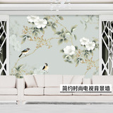 客厅沙发卧室电视背景新古典中式 美式花鸟墙纸壁画纯色简约壁纸