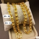 越南沙金 黄金项链带坠男士式仿真假镀金24k霸气佛珠饰品项炼颈链