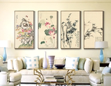 新中式现代简约客厅装饰画沙发背景墙三联画玄关挂画竖版倾城丹青