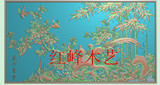 红峰木艺精雕图 jdp5.21浮雕图 花开富贵花鸟竹鸟屏风