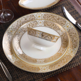 餐具瓷器套装金边唐山56头骨瓷餐具欧式韩式高档陶瓷碗碟结婚礼品