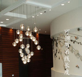 现代简约水晶玻璃球吊灯LED流星雨冰雹创意时尚设计师loft楼梯灯
