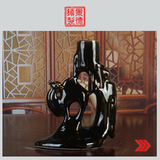 景德镇文革老厂瓷/精品收藏/轻工部陶瓷研究所乌金釉雕塑骆驼台灯