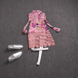 欧洲站2015春新款欧货时尚修身显瘦气质碎花蕾丝衬衫钉珠连衣裙女