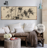 新中式有框装饰画壁画挂画竹兰花国画茶楼客厅会所沙发背景水墨画