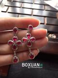 【BOXUAN珠宝】4.5克拉天然红宝石长款耳环 18K金镶嵌 惊艳奢华