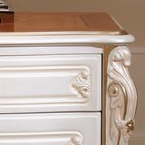 法丽莎家具欧式床头柜法式实木雕花床头柜床边柜白色简约储物柜B1
