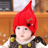 韩版秋冬儿童毛线针织帽子宝宝1-2-3-4岁奶嘴帽子亲子尖尖帽单色