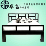 新中式实木床 酒店会所客房双人床婚床 简约售楼处样板房家具定制