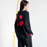 锦蕙兰原创设计大码2016秋季新款女装撞色熊猫带帽宽松套头卫衣