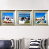 客厅装饰画欧式现代有框卧室沙发背景墙画壁画挂画蓝色地中海油画