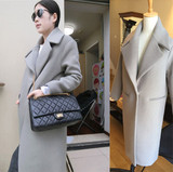 2015冬装新款韩版时尚气质廓形大衣中长款过膝加厚羊毛呢外套女潮