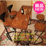 美式乡村实木靠背创意吧台椅复古咖啡桌椅酒吧组装成人餐椅高脚椅