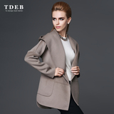 TDEB2016春装新款欧美高端大牌修身正品双面羊绒大衣女装毛呢外套