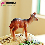 zakka杂货 彩绘可爱小鹿树脂摆件家居饰品 小动物室内装饰工艺品