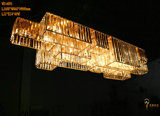 欧式仿古铜色长方形造型吊灯别墅样板间LED餐厅灯 会所过道水晶灯