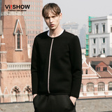 VIISHOW2016春装新款卫衣 欧美街头时尚套头卫衣男 黑色外翻卫衣