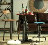 美式复古水管铁艺咖啡桌椅套件法式做旧茶几吧台桌椅三件套圆桌
