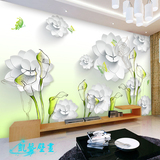 3D现代简约清新百合花餐厅壁纸卧室客厅沙发电视背景墙纸大型壁画