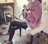 韩国代购2015春秋新款宽松大码蝙蝠长袖加厚针织衫套头海毛毛衣女