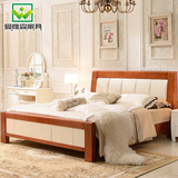 现代中式全实木床地中海床双人床1.8 米单人儿童床1.5高箱储物床