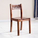 现代中式纯实木餐桌椅子简约雕花创意椅饭店餐厅小户型组合家具