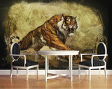 抽象动物欧式油画壁纸老虎酒吧餐厅咖啡店ktv大型墙纸壁画