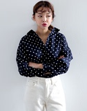 韩国ulzzang可爱波点设计宽松衬衣の衬衫