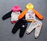 2016冬季新款儿童加绒运动套装大嘴韩版猴卫衣男女童婴儿宝宝套装