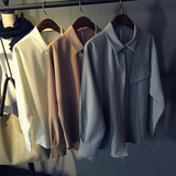 2016春装新款韩版宽松蝙蝠袖休闲纯色大码衬衫加厚雪纺打底上衣女