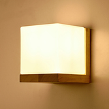 现代简约卧室床头壁灯 过道实木创意led宜家中式客厅带开关小夜灯