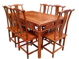 中式明清实木红木古典家具非洲花梨木明式长方形餐台一桌六椅餐桌