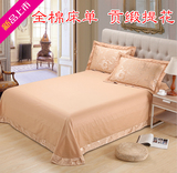 全棉床单 单件 纯棉贡缎提花床单 欧式圆角1.5米1.8米2.0米特价