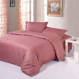 全纯棉素色纯色缎条纹三四件套宾馆酒店专用床上用品床单床笠定做
