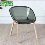 透明椅设计师椅子 水晶实木创意咖啡厅时尚个性休闲洽谈餐椅