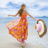 2016夏新款气质淑女连衣裙中长款修身显瘦长裙海边度假休闲沙滩裙