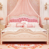 韩式床田园床公主床卧室家具欧式床粉色实木1.5双人床女孩儿童床