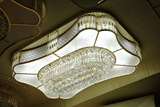 L9082  长方形led吸顶灯客厅灯金黄色传统水晶灯