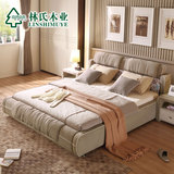 林氏木业简约布艺床可拆洗布床时尚大床1.8米婚床双人床软床R172