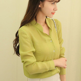 纽斯雅2016夏季新款韩版女装时尚淑女长袖休闲衬衫女大码衬衣上衣