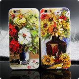 梵高油画iPhone6s Plus手机壳苹果6plus浮雕手机壳油彩硅胶软情侣