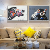 现代斑马色彩抽象画客厅装饰画北欧油画卧室玄关挂画动物猩猩原创