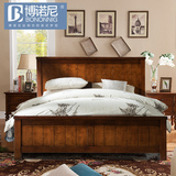 博诺尼 美式床实木床1.8 欧式床双人床1.5米白色简约乡村卧室家具
