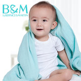 伯斯马丁婴儿包巾襁褓抱被新生儿包被裹巾Muslin纯棉纱布毯2条装