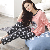 韩国代购品牌春秋季睡衣女士纯棉长袖长裤可爱卡通全棉家居服套装