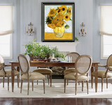 欧美式高档原版装饰画玄关客厅书房有框挂画油画单幅 梵高向日葵