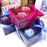 4朵盒装香皂玫瑰花生日礼品情人节创意结婚回礼 肥皂花小礼物包邮