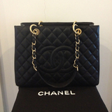 法国代购 Chanel 香奈尔GST大号黑色 金链荔枝皮女包