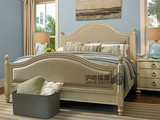 美式乡村双人实木床欧式白色雕花复古做旧床北欧宜家高档卧室家具